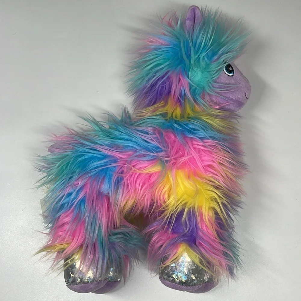 Build A Bear Neon Rainbow Llama Alpaca Plush Stuffed Animal